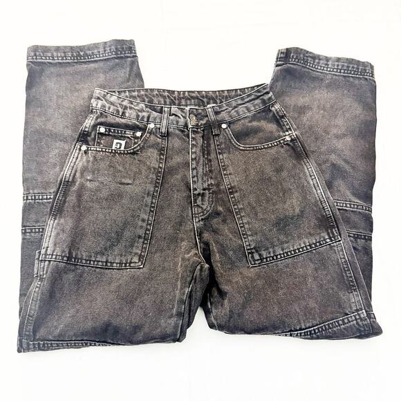 Ragged Priest Black Denim Jeans Carpenter Style Cargo Pants Size 26 - Picture 4 of 10